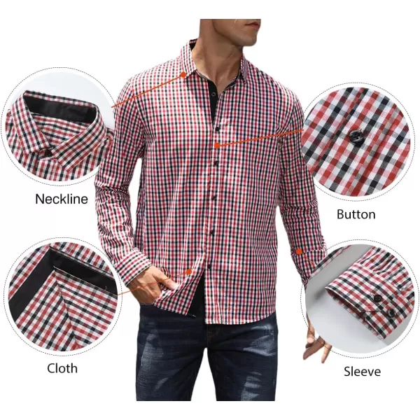 JMIERR Men's Dress Shirts Plaid 100% Cotton Button Down Long Sleeve Regular Fit Formal Business Shirts