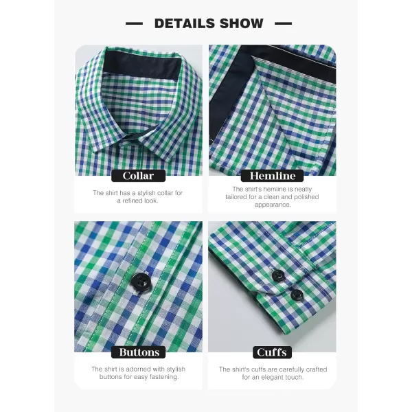 JMIERR Men's Dress Shirts Plaid 100% Cotton Button Down Long Sleeve Regular Fit Formal Business Shirts