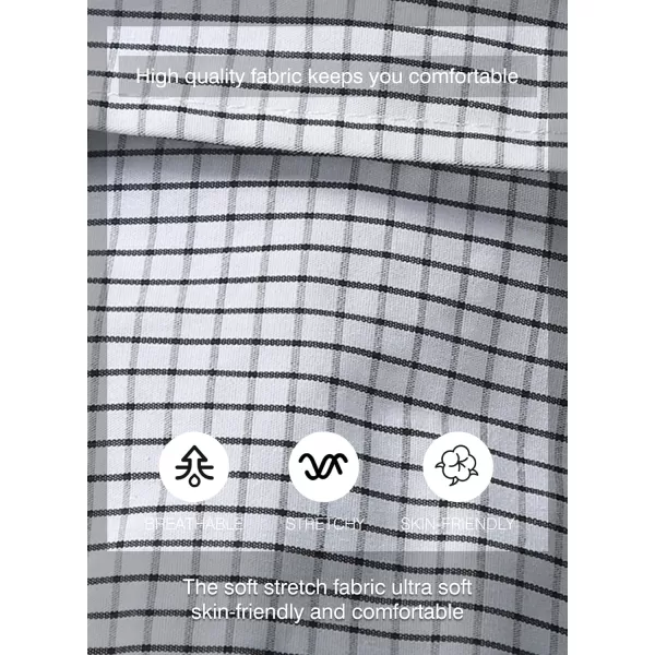 JMIERR Men's Dress Shirts Plaid 100% Cotton Button Down Long Sleeve Regular Fit Formal Business Shirts