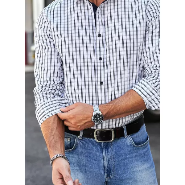 JMIERR Men's Dress Shirts Plaid 100% Cotton Button Down Long Sleeve Regular Fit Formal Business Shirts