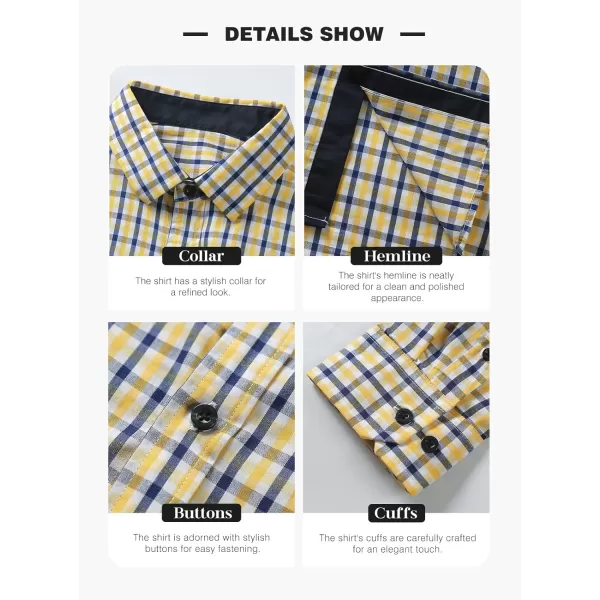 JMIERR Men's Dress Shirts Plaid 100% Cotton Button Down Long Sleeve Regular Fit Formal Business Shirts