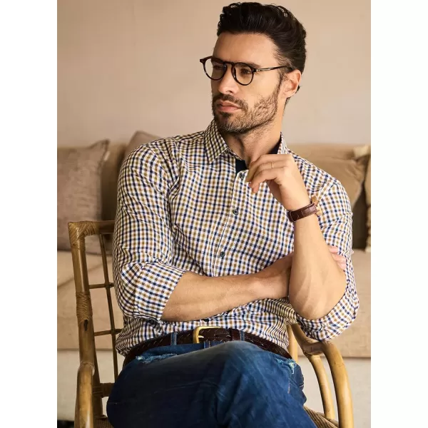 JMIERR Men's Dress Shirts Plaid 100% Cotton Button Down Long Sleeve Regular Fit Formal Business Shirts