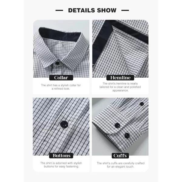 JMIERR Men's Dress Shirts Plaid 100% Cotton Button Down Long Sleeve Regular Fit Formal Business Shirts