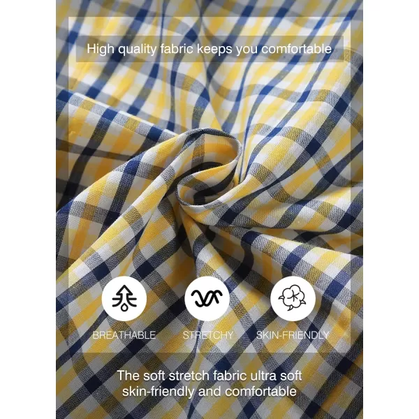 JMIERR Men's Dress Shirts Plaid 100% Cotton Button Down Long Sleeve Regular Fit Formal Business Shirts