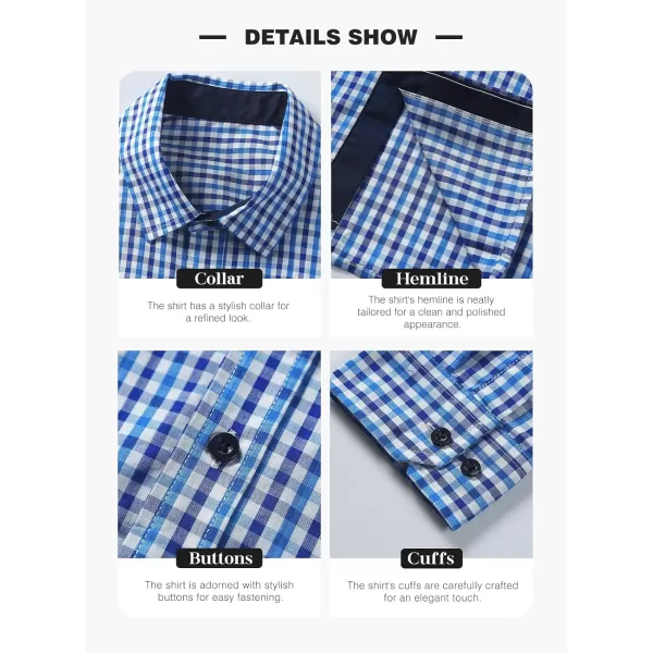 JMIERR Men's Dress Shirts Plaid 100% Cotton Button Down Long Sleeve Regular Fit Formal Business Shirts