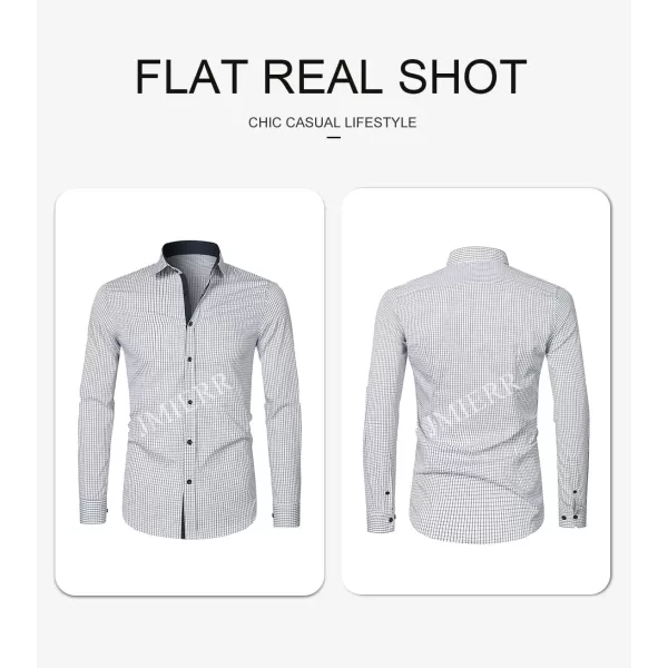 JMIERR Men's Dress Shirts Plaid 100% Cotton Button Down Long Sleeve Regular Fit Formal Business Shirts