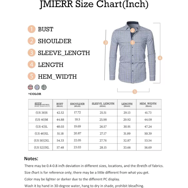 JMIERR Men's Dress Shirts Plaid 100% Cotton Button Down Long Sleeve Regular Fit Formal Business Shirts