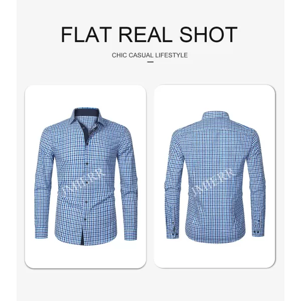 JMIERR Men's Dress Shirts Plaid 100% Cotton Button Down Long Sleeve Regular Fit Formal Business Shirts