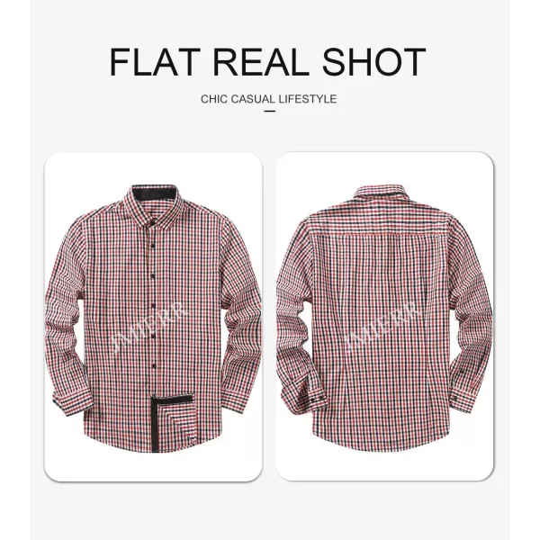 JMIERR Men's Dress Shirts Plaid 100% Cotton Button Down Long Sleeve Regular Fit Formal Business Shirts