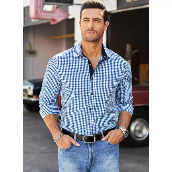 JMIERR Men's Dress Shirts Plaid 100% Cotton Button Down Long Sleeve Regular Fit Formal Business Shirts