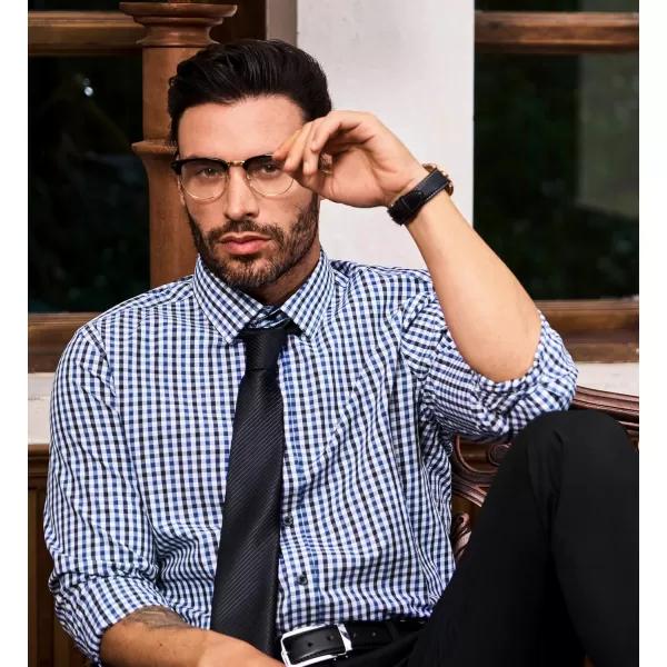 JMIERR Men's Dress Shirts Plaid 100% Cotton Button Down Long Sleeve Regular Fit Formal Business Shirts