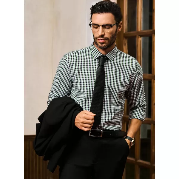 JMIERR Men's Dress Shirts Plaid 100% Cotton Button Down Long Sleeve Regular Fit Formal Business Shirts