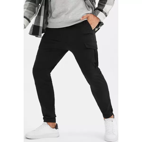 JMIERR Mens Fashion Cargo Pants - Casual Cotton Tapered Stretch Twill Drawstring Athletic Joggers Sweatpants with 6 Pockets