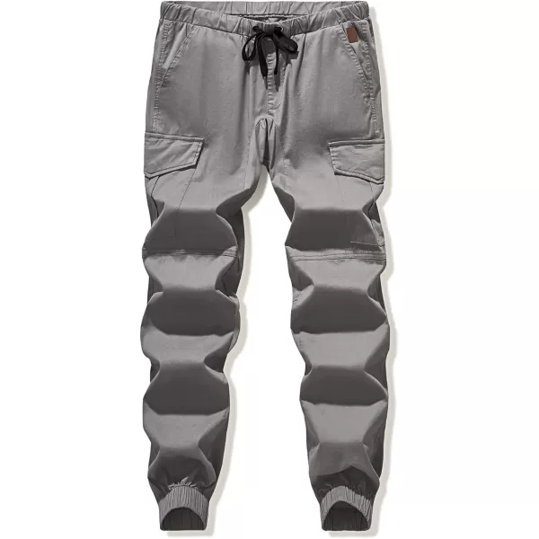 JMIERR Mens Fashion Cargo Pants - Casual Cotton Tapered Stretch Twill Drawstring Athletic Joggers Sweatpants with 6 Pockets