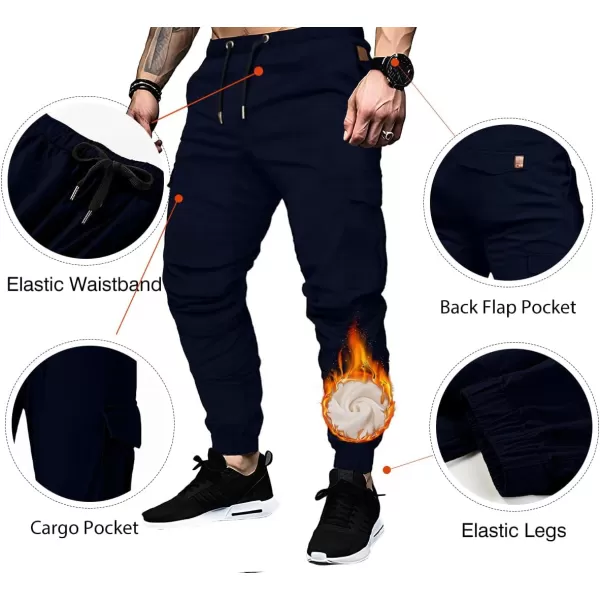 JMIERR Mens Fashion Cargo Pants - Casual Cotton Tapered Stretch Twill Drawstring Athletic Joggers Sweatpants with 6 Pockets
