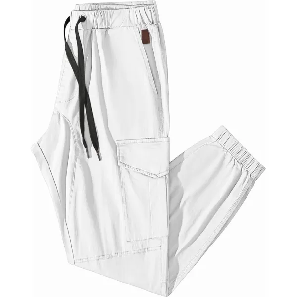 JMIERR Mens Fashion Cargo Pants - Casual Cotton Tapered Stretch Twill Drawstring Athletic Joggers Sweatpants with 6 Pockets