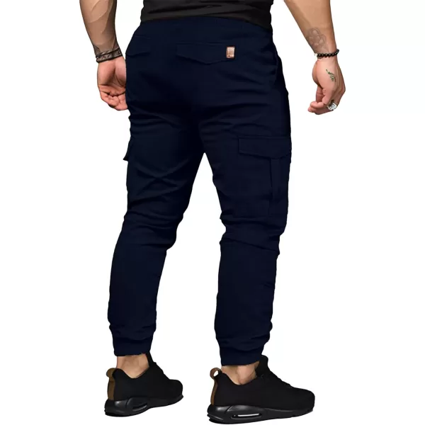 JMIERR Mens Fashion Cargo Pants - Casual Cotton Tapered Stretch Twill Drawstring Athletic Joggers Sweatpants with 6 Pockets