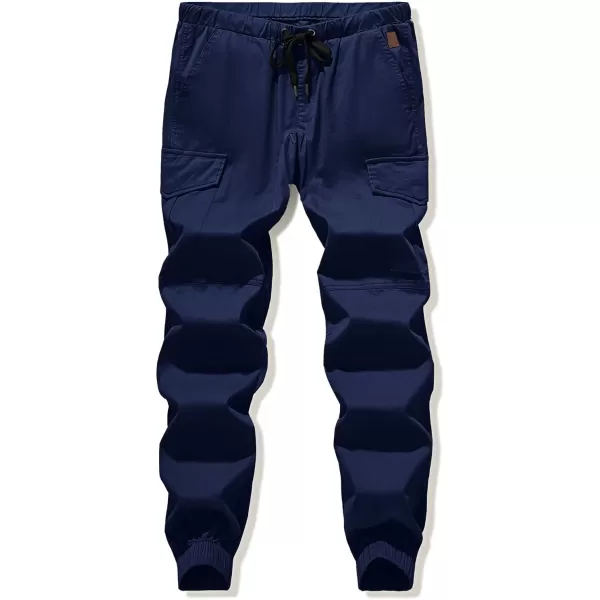 JMIERR Mens Fashion Cargo Pants - Casual Cotton Tapered Stretch Twill Drawstring Athletic Joggers Sweatpants with 6 Pockets