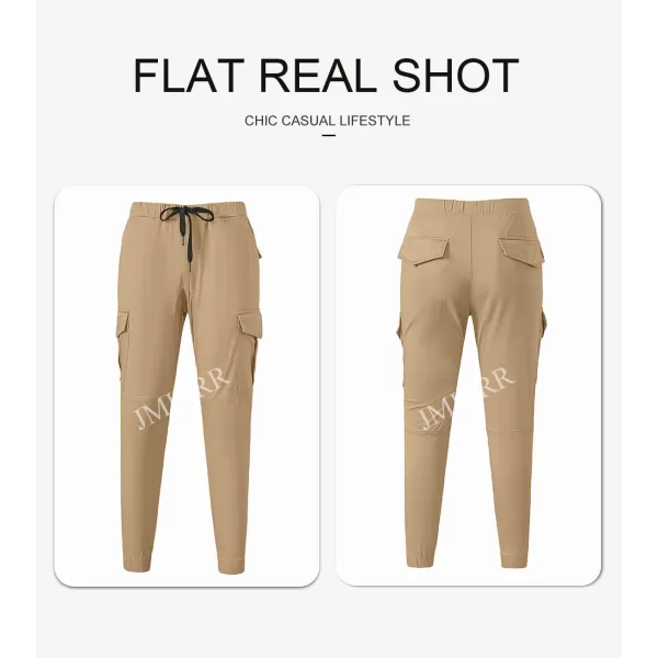 JMIERR Mens Fashion Cargo Pants - Casual Cotton Tapered Stretch Twill Drawstring Athletic Joggers Sweatpants with 6 Pockets