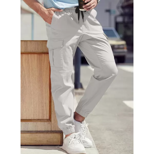 JMIERR Mens Fashion Cargo Pants - Casual Cotton Tapered Stretch Twill Drawstring Athletic Joggers Sweatpants with 6 Pockets