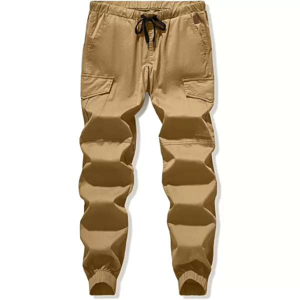 JMIERR Mens Fashion Cargo Pants - Casual Cotton Tapered Stretch Twill Drawstring Athletic Joggers Sweatpants with 6 Pockets