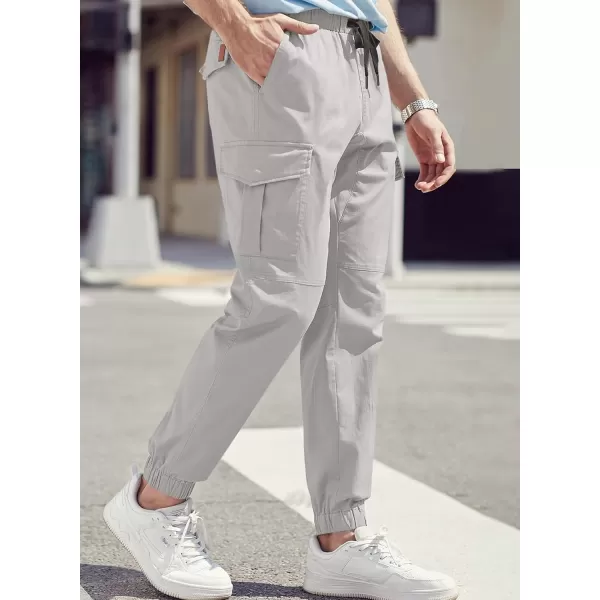 JMIERR Mens Fashion Cargo Pants - Casual Cotton Tapered Stretch Twill Drawstring Athletic Joggers Sweatpants with 6 Pockets