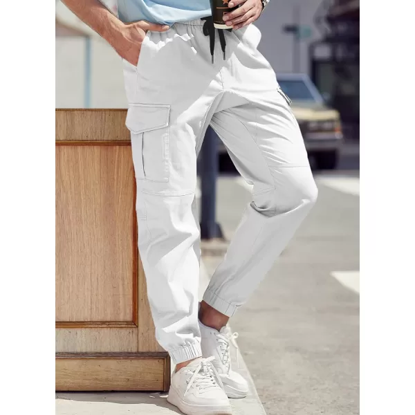 JMIERR Mens Fashion Cargo Pants - Casual Cotton Tapered Stretch Twill Drawstring Athletic Joggers Sweatpants with 6 Pockets