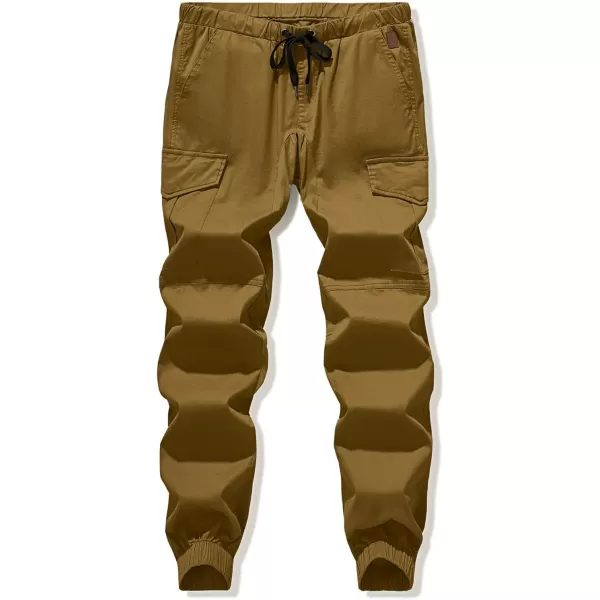 JMIERR Mens Fashion Cargo Pants - Casual Cotton Tapered Stretch Twill Drawstring Athletic Joggers Sweatpants with 6 Pockets