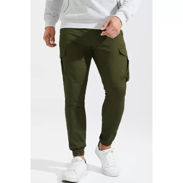 JMIERR Mens Fashion Cargo Pants - Casual Cotton Tapered Stretch Twill Drawstring Athletic Joggers Sweatpants with 6 Pockets