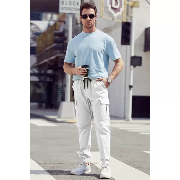 JMIERR Mens Fashion Cargo Pants - Casual Cotton Tapered Stretch Twill Drawstring Athletic Joggers Sweatpants with 6 Pockets