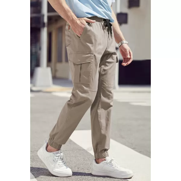JMIERR Mens Fashion Cargo Pants - Casual Cotton Tapered Stretch Twill Drawstring Athletic Joggers Sweatpants with 6 Pockets