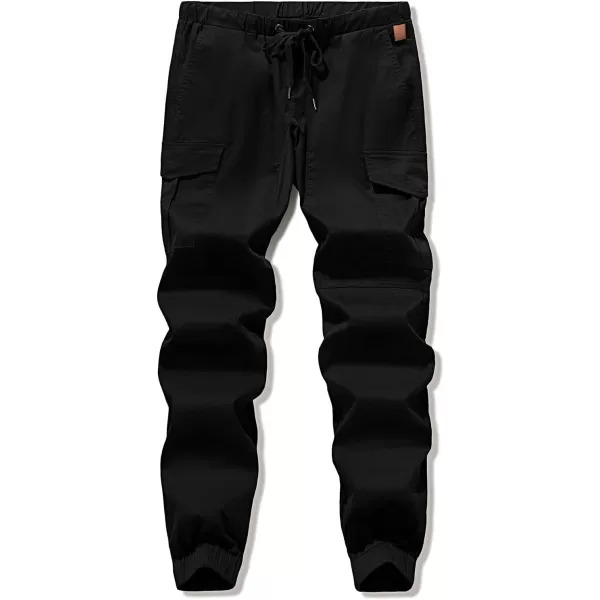 JMIERR Mens Fashion Cargo Pants - Casual Cotton Tapered Stretch Twill Drawstring Athletic Joggers Sweatpants with 6 Pockets