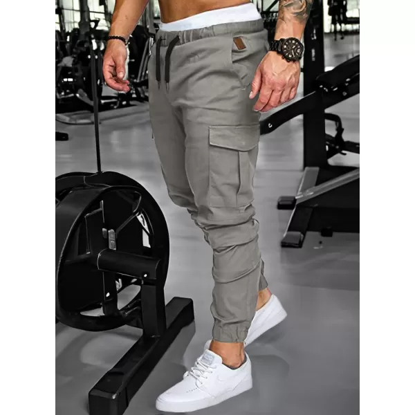 JMIERR Mens Fashion Cargo Pants - Casual Cotton Tapered Stretch Twill Drawstring Athletic Joggers Sweatpants with 6 Pockets