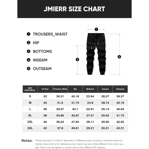 JMIERR Mens Fashion Cargo Pants - Casual Cotton Tapered Stretch Twill Drawstring Athletic Joggers Sweatpants with 6 Pockets