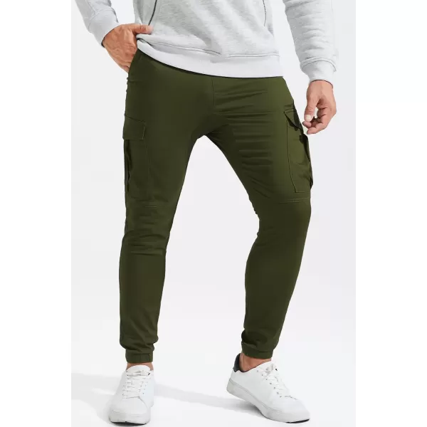 JMIERR Mens Fashion Cargo Pants - Casual Cotton Tapered Stretch Twill Drawstring Athletic Joggers Sweatpants with 6 Pockets