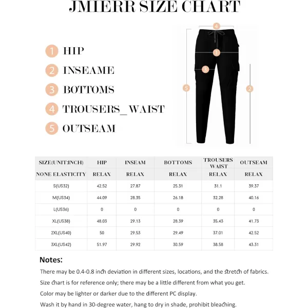 JMIERR Mens Fashion Cargo Pants - Casual Cotton Tapered Stretch Twill Drawstring Athletic Joggers Sweatpants with 6 Pockets