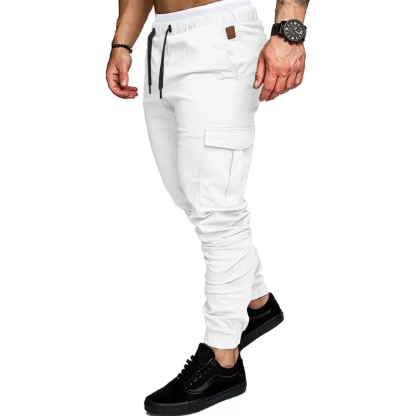JMIERR Mens Fashion Cargo Pants - Casual Cotton Tapered Stretch Twill Drawstring Athletic Joggers Sweatpants with 6 Pockets