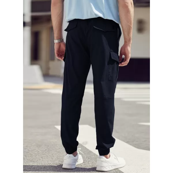 JMIERR Mens Fashion Cargo Pants - Casual Cotton Tapered Stretch Twill Drawstring Athletic Joggers Sweatpants with 6 Pockets