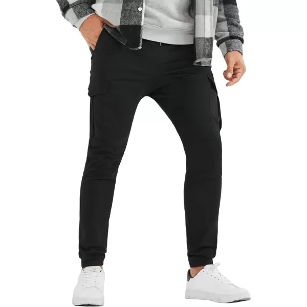 JMIERR Mens Fashion Cargo Pants - Casual Cotton Tapered Stretch Twill Drawstring Athletic Joggers Sweatpants with 6 Pockets