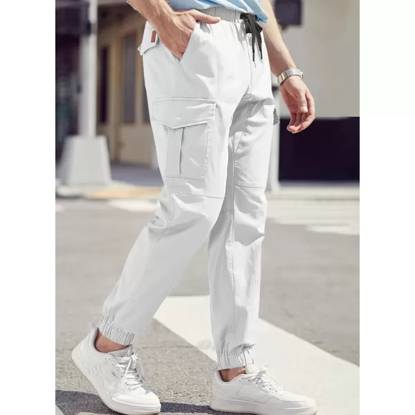 JMIERR Mens Fashion Cargo Pants - Casual Cotton Tapered Stretch Twill Drawstring Athletic Joggers Sweatpants with 6 Pockets