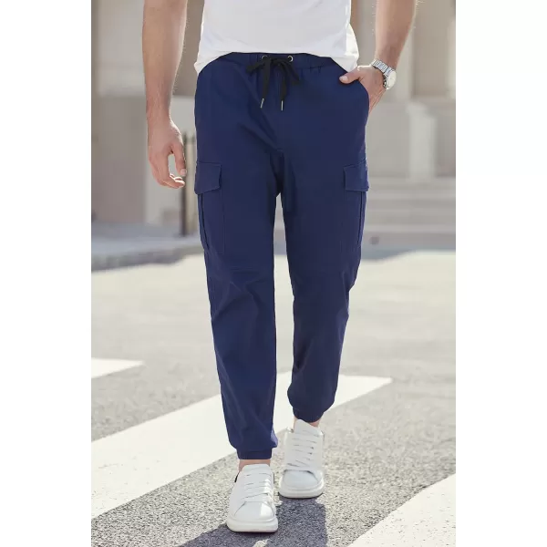 JMIERR Mens Fashion Cargo Pants - Casual Cotton Tapered Stretch Twill Drawstring Athletic Joggers Sweatpants with 6 Pockets