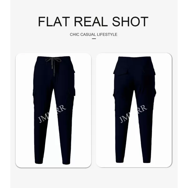 JMIERR Mens Fashion Cargo Pants - Casual Cotton Tapered Stretch Twill Drawstring Athletic Joggers Sweatpants with 6 Pockets