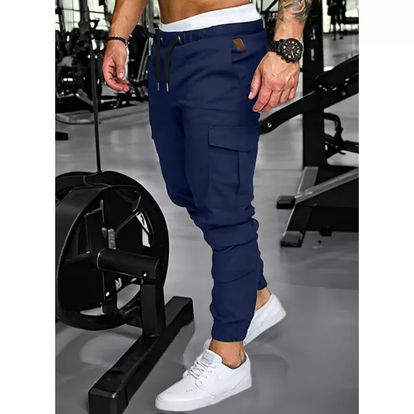 JMIERR Mens Fashion Cargo Pants - Casual Cotton Tapered Stretch Twill Drawstring Athletic Joggers Sweatpants with 6 Pockets