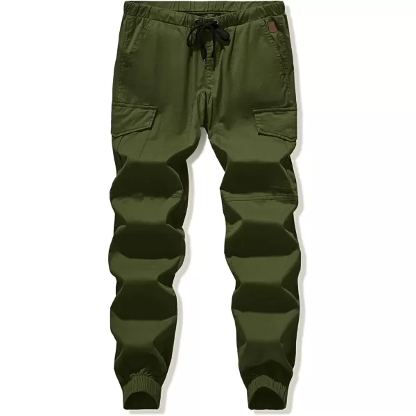 JMIERR Mens Fashion Cargo Pants - Casual Cotton Tapered Stretch Twill Drawstring Athletic Joggers Sweatpants with 6 Pockets