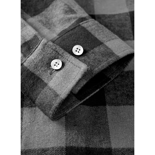 JMIERR Men's Flannel Shirts Casual Long Sleeve Button-Down Plaid Brushed Cotton Shirt