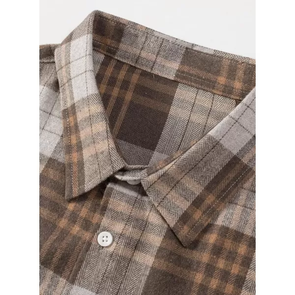 JMIERR Men's Flannel Shirts Casual Long Sleeve Button-Down Plaid Brushed Cotton Shirt