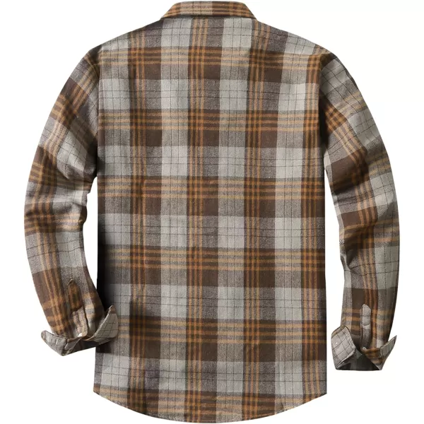 JMIERR Men's Flannel Shirts Casual Long Sleeve Button-Down Plaid Brushed Cotton Shirt