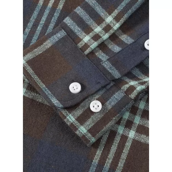 JMIERR Men's Flannel Shirts Casual Long Sleeve Button-Down Plaid Brushed Cotton Shirt