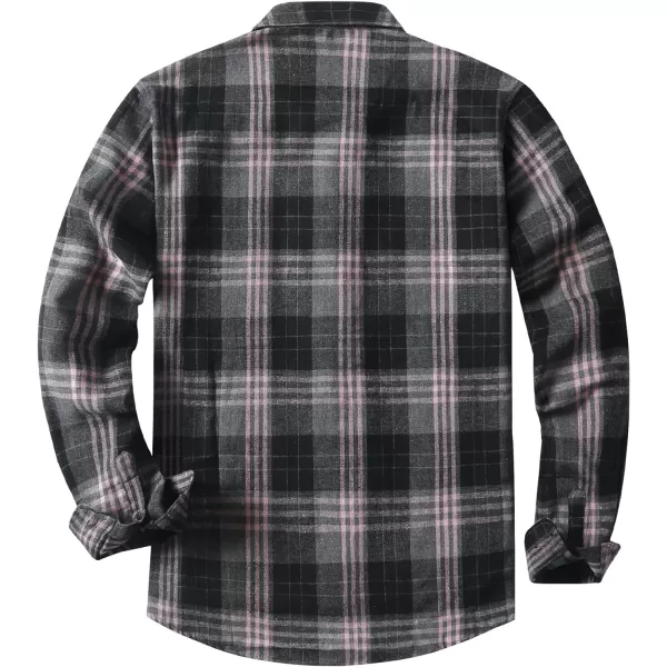JMIERR Men's Flannel Shirts Casual Long Sleeve Button-Down Plaid Brushed Cotton Shirt