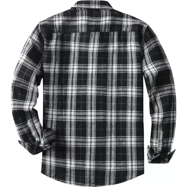 JMIERR Men's Flannel Shirts Casual Long Sleeve Button-Down Plaid Brushed Cotton Shirt